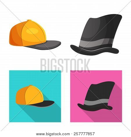Vector Illustration Of Headgear And Cap Logo. Set Of Headgear And Accessory Stock Vector Illustratio