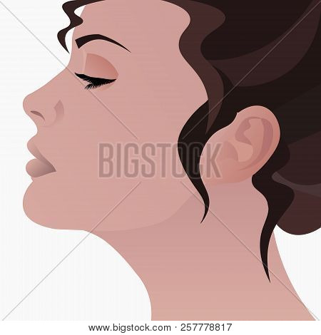 Vector Beautiful Girl Hairstyles. Face In Profile