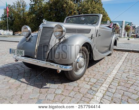 Vysoke Myto, Czech Republic - Sept. 09. 2018. Historical Car Praga Piccolo, 1938 Exposed Car On The 