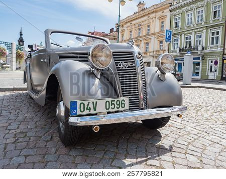 Vysoke Myto, Czech Republic - Sept. 09. 2018. Historical Car Praga Piccolo, 1938 Exposed Car On The 