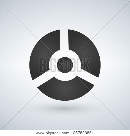Round Grey Futuristic Ball Three Parts, Robot, Vector Illustration