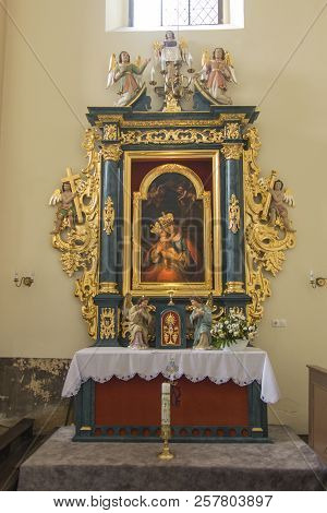Toszek, Poland, August 28, 2018: Interior Of The Old Parish Church Intoszek Near Opole In Poland