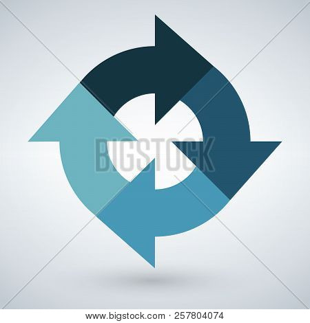 Vector Round Infographic Diagram. Circular Connected Chart With 4 Options. Paper Progress Steps For 