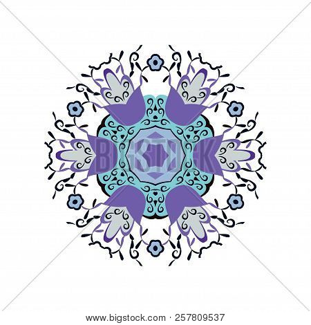 Beautiful Vintage Circular Pattern Of Indian, Floral Round