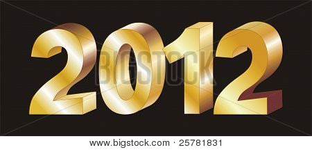 2012 ตัวอักษรสีทองบนพื้นหลังสีดำ