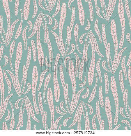 Vector Green Pink Succulent Texture Seamless Pattern. Perfect For Backgrounds, Fabric And Scrapbooki