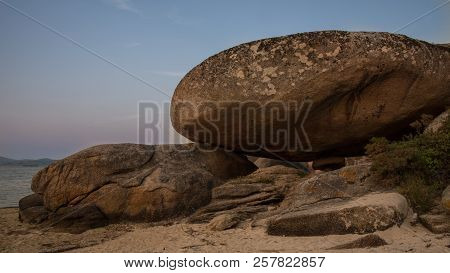 Giant Rock On The Beach In Galicia