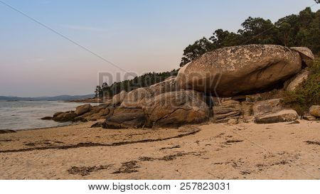 Giant Rock On The Beach In Galicia