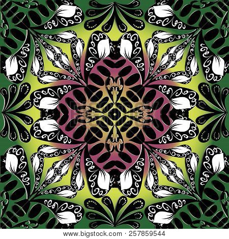 Colorful Floral Vintage Vector Seamless Pattern. Abstract Decora