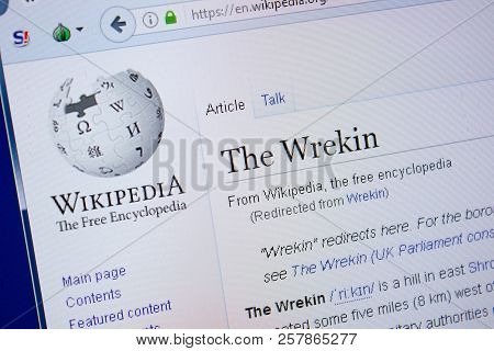Ryazan, Russia - September 09, 2018 - Wikipedia Page About The Wrekin On A Display Of Pc