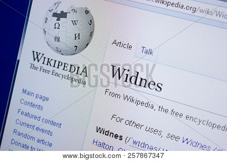 Ryazan, Russia - September 09, 2018 - Wikipedia Page About Widnes On A Display Of Pc