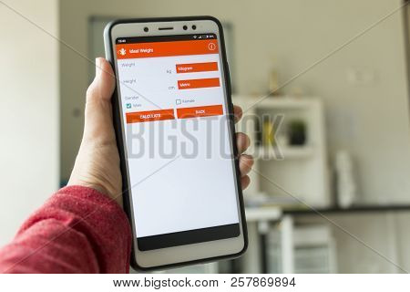 Negeri Sembilan,malaysia - August 29, 2018: Health Tracker Application On Smartphone. It Is To Keep