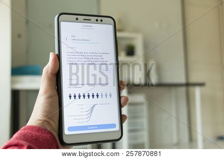 Negeri Sembilan,malaysia - August 29, 2018: Ada Healthcare Application On Smartphone. It Is A Person