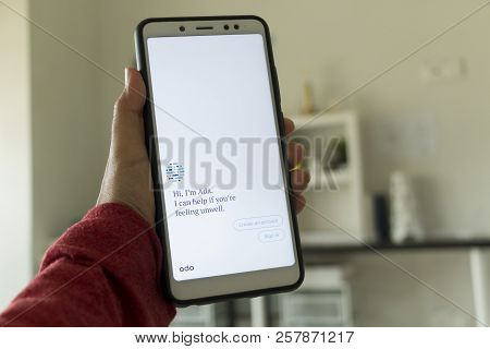 Negeri Sembilan,malaysia - August 29, 2018: Ada Healthcare Application On Smartphone. It Is A Person
