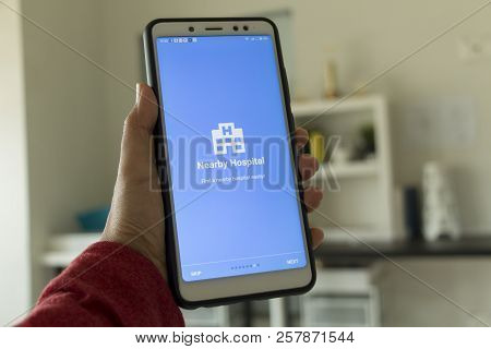 Negeri Sembilan,malaysia - August 29, 2018: Healthcare Application On Smartphone. This Application T