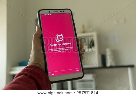Negeri Sembilan,malaysia - August 29, 2018: Healthcare Application On Smartphone. This Application K