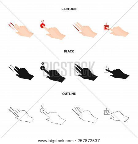 Vector Illustration Of Touchscreen And Hand Sign. Collection Of Touchscreen And Touch Vector Icon Fo