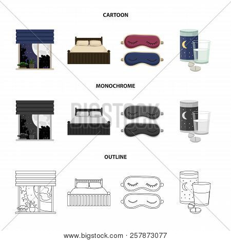 Vector Illustration Of Dreams And Night Sign. Collection Of Dreams And Bedroom Vector Icon For Stock
