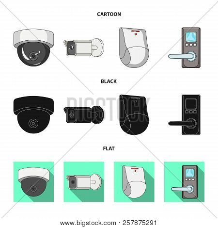 Vector Design Of Cctv And Camera Sign. Set Of Cctv And System Stock Symbol For Web.