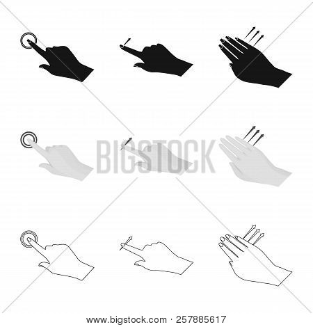 Vector Illustration Of Touchscreen And Hand Sign. Set Of Touchscreen And Touch Vector Icon For Stock