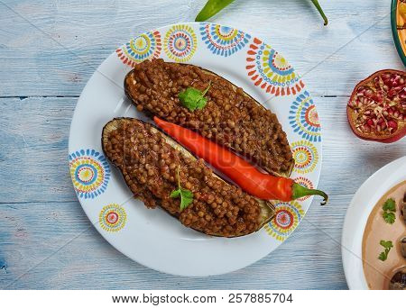 Moroccan Lentil Stuffed Eggplant