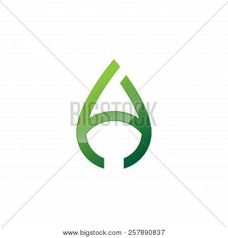 Abstract Letter A Water Drop Line. Simple Logo Vector Green