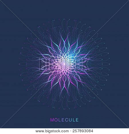 Abstract Molecule Structure. Dna Helix, Dna Strand, Dna Test, Molecule Or Atom, Neurons. Molecular S