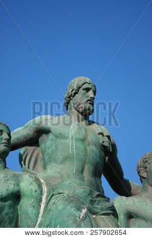Rhodes: Aug 21, 2018 - Monument To Diagoras Family On Rhodes Island In Greece.