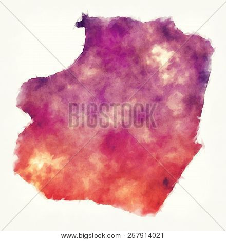 Ar-raqqah Governorate Watercolor Map Of Syria In Front Of A White Background