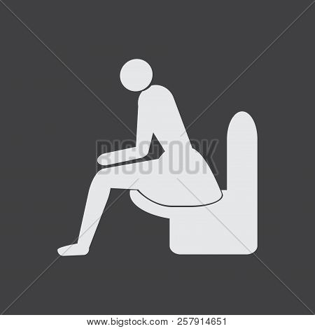 Diarrhea Female Vector Icon. Man Sitting On The Toilet. Medicine Or Antibiotic Side Effect.
