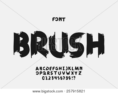 Brush Font. Vector Alphabet Letters And Numbers. Typeface Design.