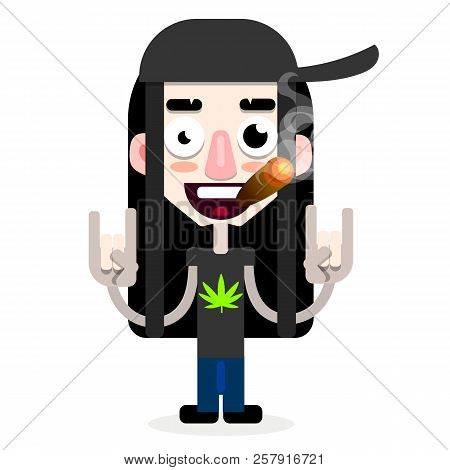 A Young Man In Cap .vector Illustration