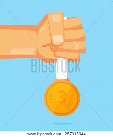 He Holds A Bronze Medal Vector Design