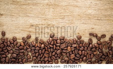 Coffee Beans On Old Wood Use As Background
