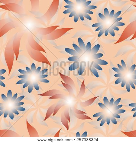 Vector Seamless Floral Pattern With Abstract Flowers