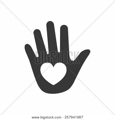 Hand Heart Icon, Vector Illustration Isolated On White Background