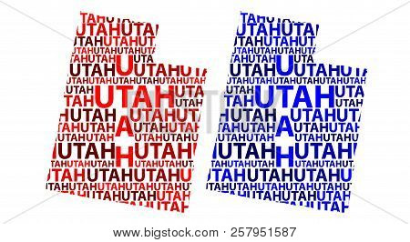 Sketch Utah (united States Of America) Letter Text Map, Utah Map - In The Shape Of The Continent, Ma