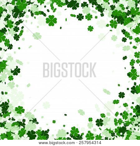 Saint Patrick's Day Background With Four-leaved Shamrocks.