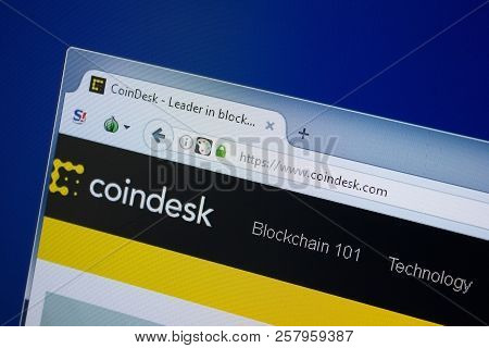 Ryazan, Russia - September 09, 2018: Homepage Of Coin Desk Website On The Display Of Pc, Url - Coind