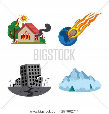 Isolated Object Of Natural And Disaster Sign. Collection Of Natural And Risk Vector Icon For Stock.