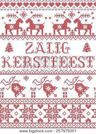 Christmas Pattern Dutch Zalig Kerstfeest Vector Seamless Pattern Inspired By Nordic Culture Festive 