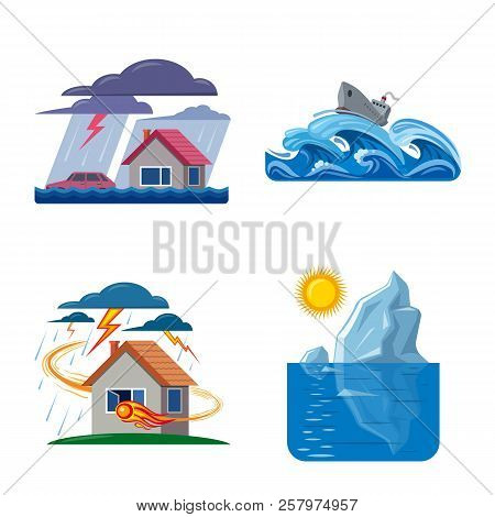 Isolated Object Of Natural And Disaster Symbol. Collection Of Natural And Risk Stock Symbol For Web.