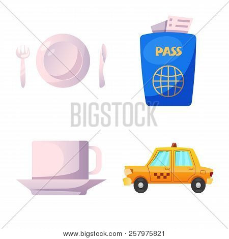 Vector Design Of Airport And Airplane Symbol. Collection Of Airport And Plane Vector Icon For Stock.