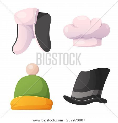 Vector Design Of Headgear And Cap Icon. Set Of Headgear And Accessory Stock Vector Illustration.