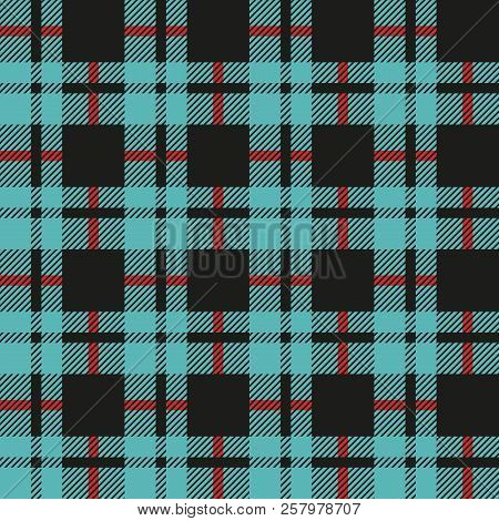 Light Blue And Black Buffalo Check Plaid Seamless Pattern - Classic Style Light Blue And Black Buffa