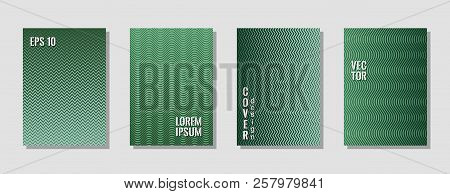 Laconic Green Zig Zag Banner Templates, Wavy Lines Gradient Stripes Backgrounds For Educational Cove