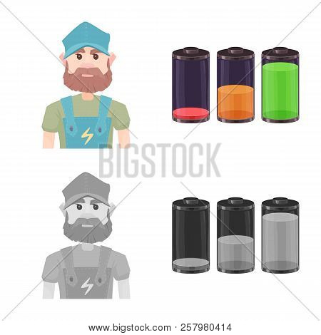 Vector Illustration Of Electricity And Electric Sign. Collection Of Electricity And Energy Stock Vec