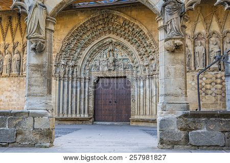 Entrance To Saint Mary The Real Church, Villa Of Olite. Navarre Spain