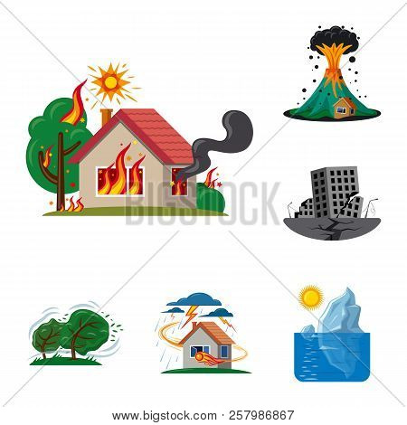 Isolated Object Of Natural And Disaster Symbol. Set Of Natural And Risk Stock Vector Illustration.