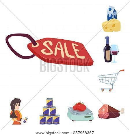 Vector Illustration Of Food And Drink Sign. Set Of Food And Store Stock Symbol For Web.